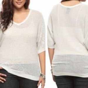 Torrid Cream Metallic Open Knit Pullover Sweater